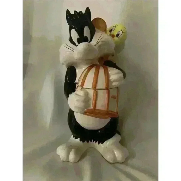 Vintage Looney Tunes Sylvester & Tweety Ceramic Cookie Jar 1993 Edition - Picture 11 of 14